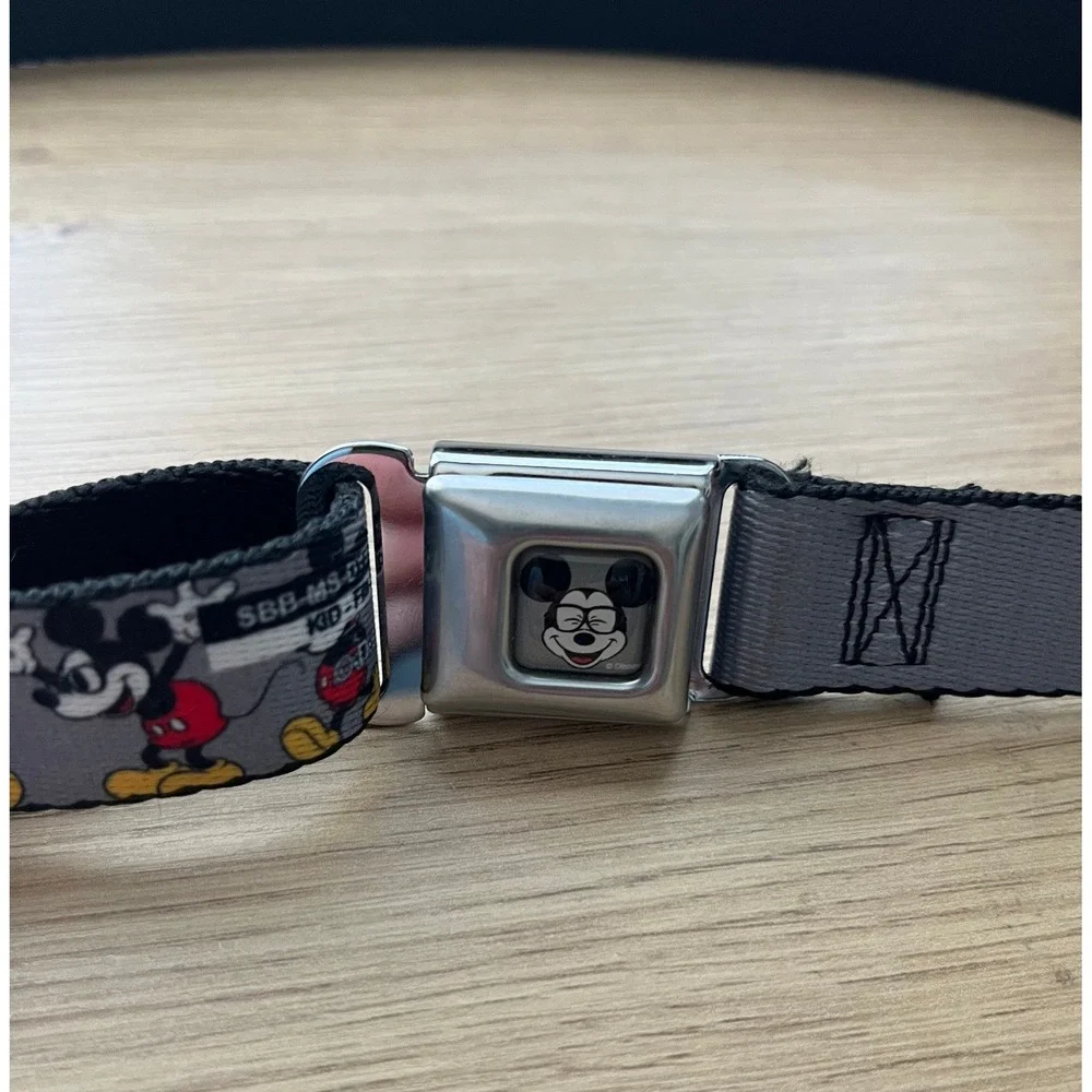 Buckle-Down Mickey Mouse Seatbelt Belt Kids 20-36 Grey Excellent Disney Print